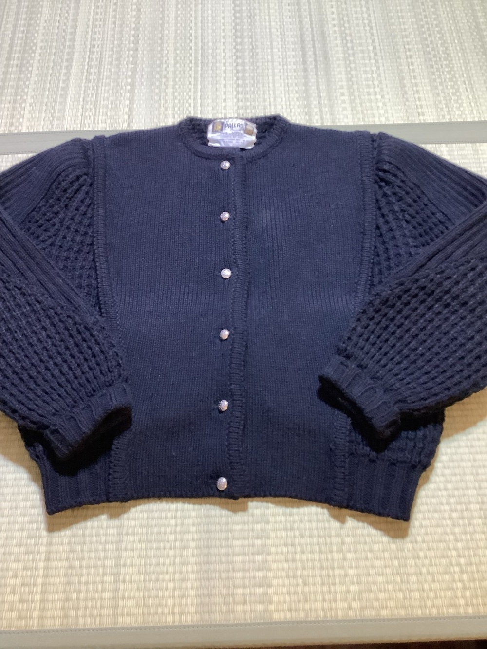 Pallas Hand Loomed Wool Sweater Blue Chunky Knit Heavy Cardigan Made in Ireland